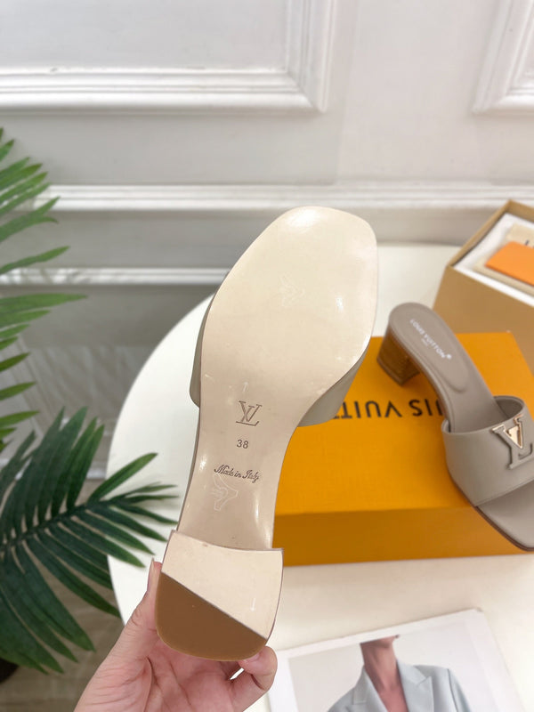 lv capri mule 45mm grey calfskin