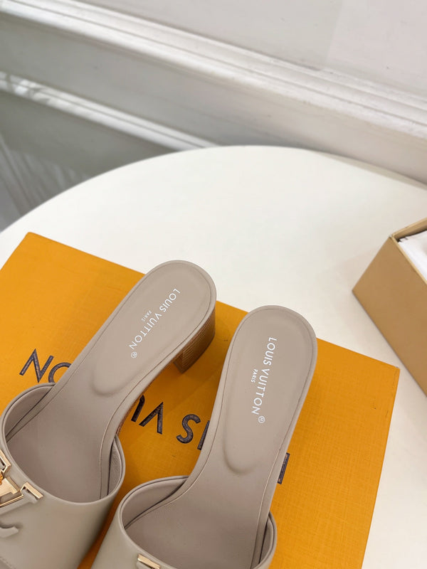 lv capri mule 45mm grey calfskin