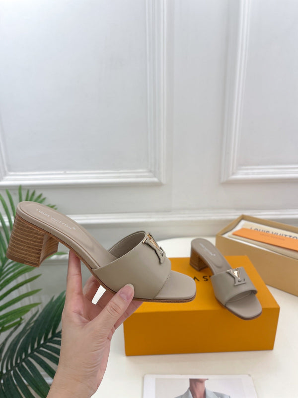 lv capri mule 45mm grey calfskin