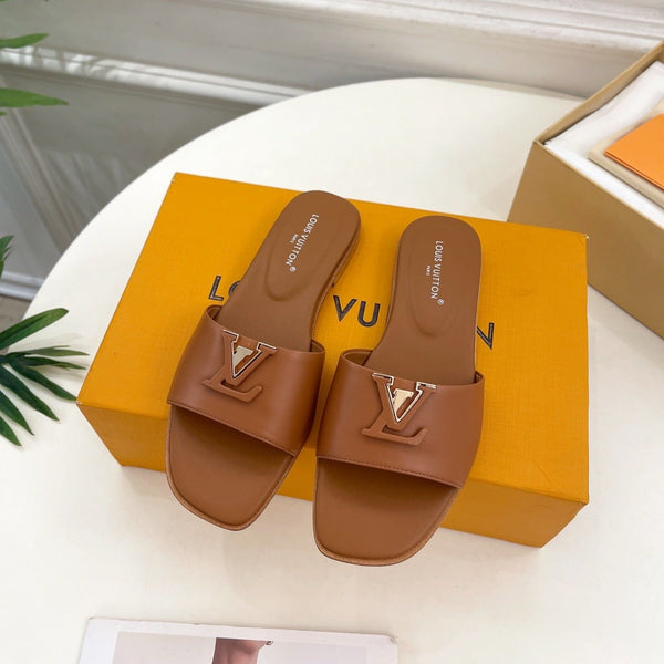 lv capri flat mule dark brown calfskin