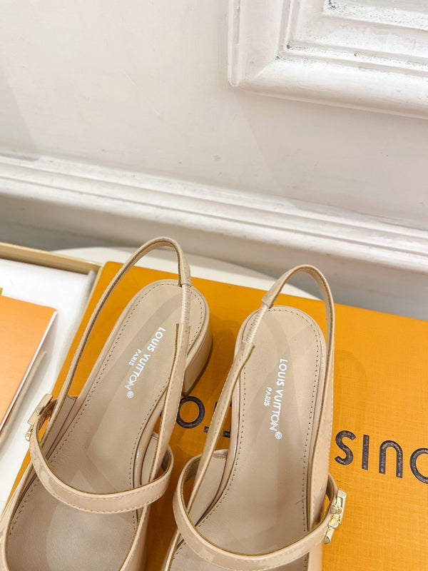 LV Romy Slingback Pump 35mm Glossy Beige Lambskin