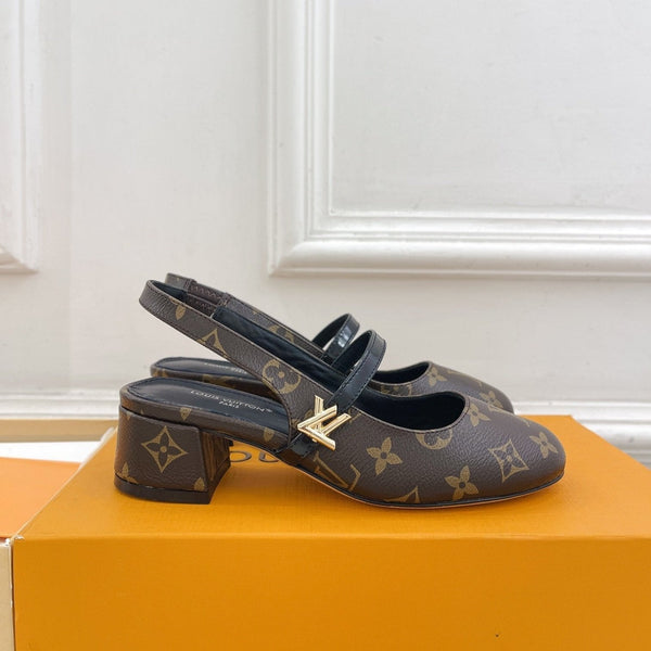 LV Romy Slingback Pump 35mm Dark Brown Monogram Lambskin