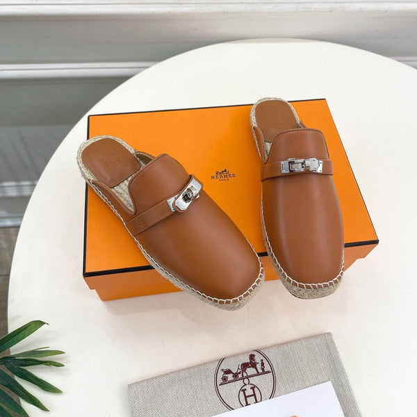 HM Feria Espadrille 20mm Brown Calfskin And Handwoven Hemp Rope 967990