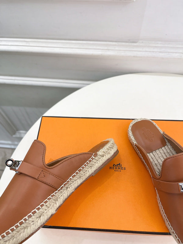 HM Feria Espadrille 20mm Brown Calfskin And Handwoven Hemp Rope 967990