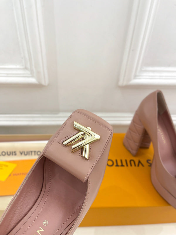 SHAKE MARY JANE HIGH HEEL 12 CM IN CREPE PINK CALFSKIN