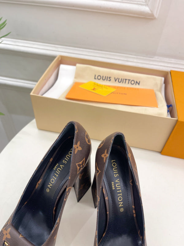 SHAKE MARY JANE HIGH HEEL 12 CM IN CHOCOLATE BROWN MONOGRAM CALFSKIN