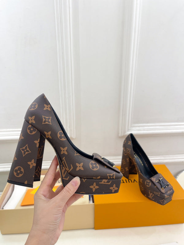 SHAKE MARY JANE HIGH HEEL 12 CM IN CHOCOLATE BROWN MONOGRAM CALFSKIN