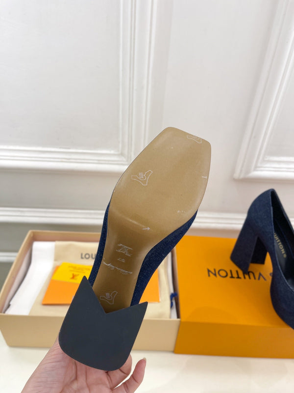 SHAKE MARY JANE HIGH HEEL 12 CM IN CLASSIC BLUE DENIM FABRIC