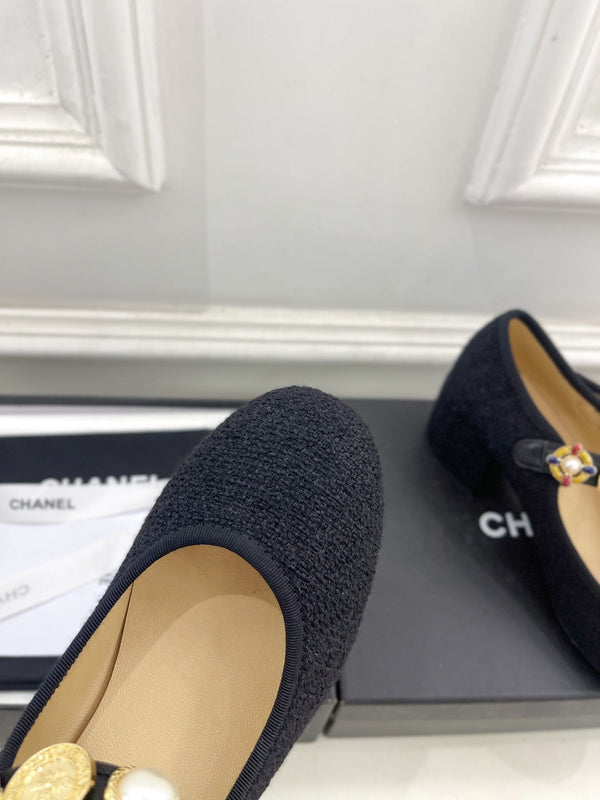 CC High Mary Janes 55mm Black Wool Tweed And Fabric 948815