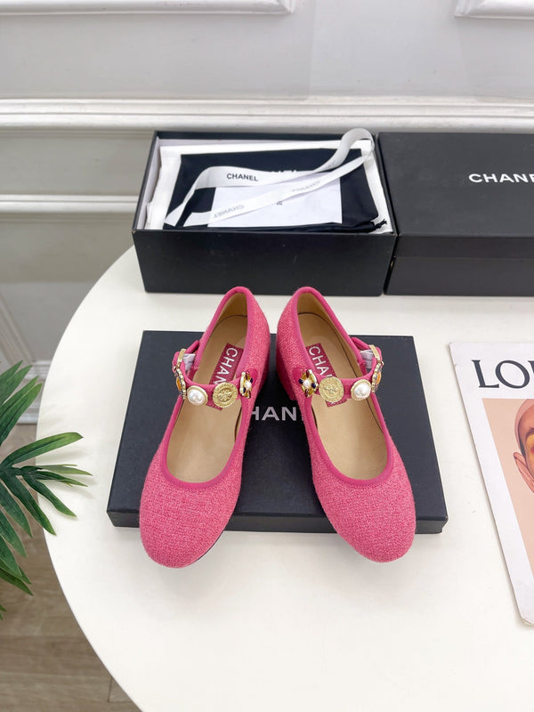 CC High Mary Janes 55mm Dark Pink Wool Tweed And Fabric  948817