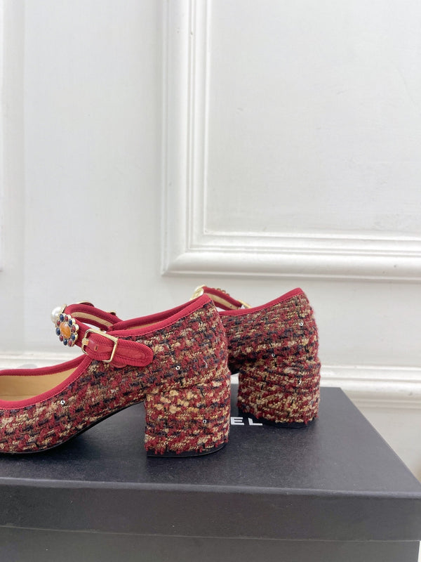 CC High Mary Janes 55mm Colorful Wool Tweed And Fabric 948821