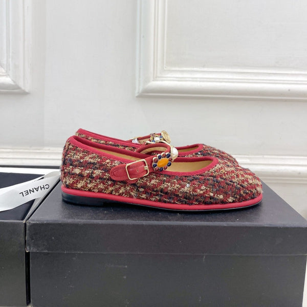 CC Ballet Flats 10mm Colorful Wool Tweed And Fabric 948832