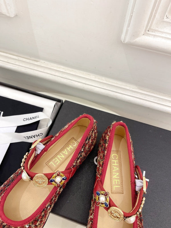 CC Ballet Flats 10mm Colorful Wool Tweed And Fabric 948832