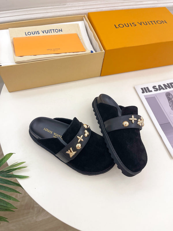 LV Cosy Flat Comfort Clog Black Suede