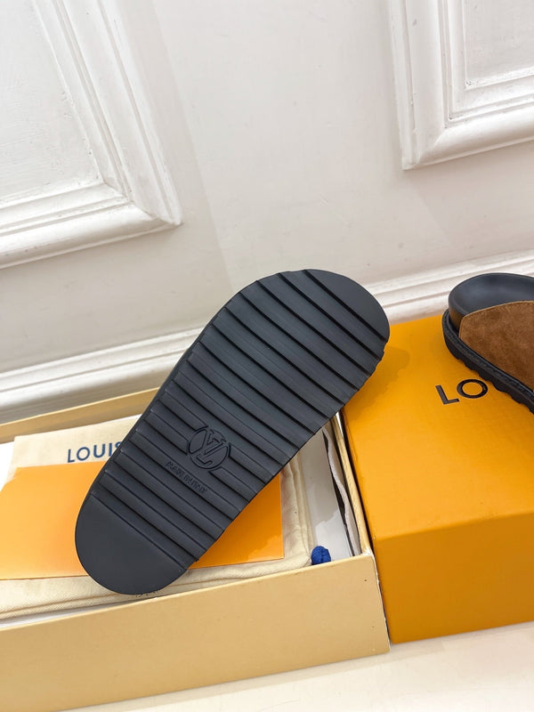 LV Cosy Flat Comfort Clog Brown Suede