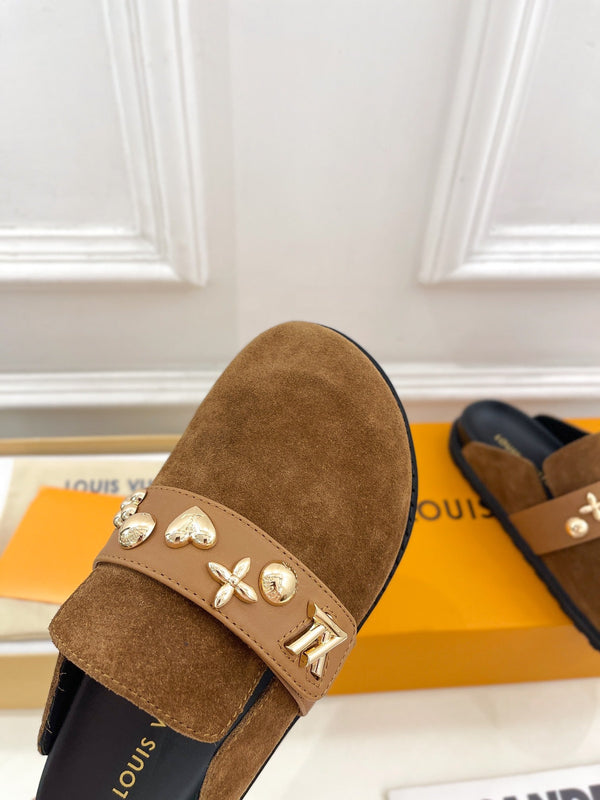 LV Cosy Flat Comfort Clog Brown Suede