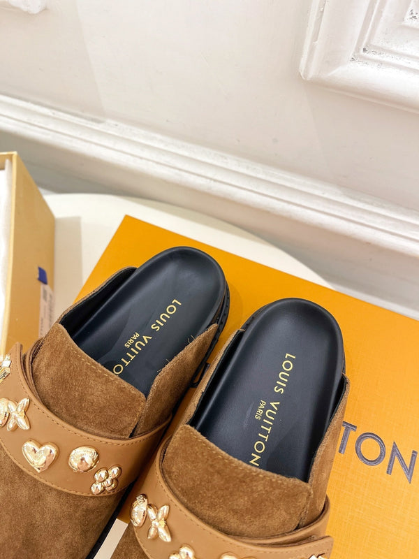 LV Cosy Flat Comfort Clog Brown Suede