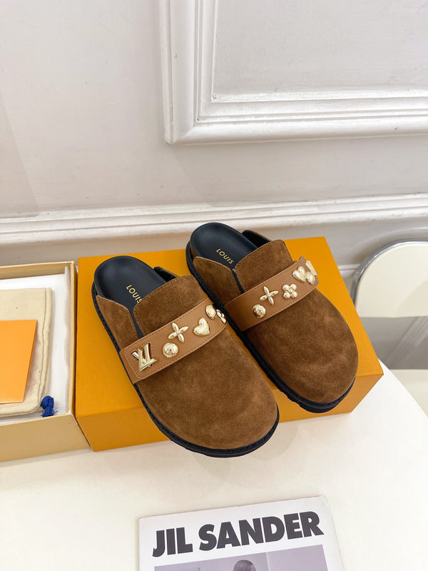LV Cosy Flat Comfort Clog Brown Suede