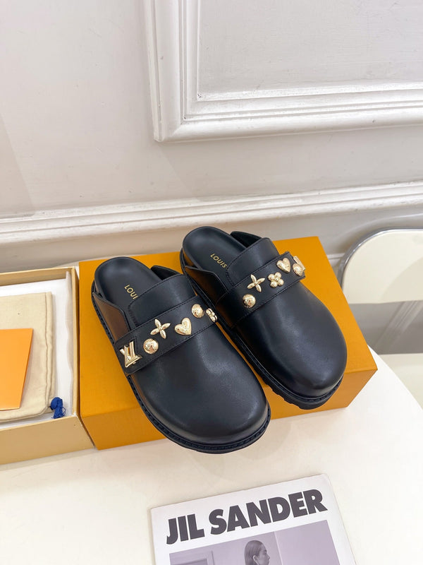 LV Cosy Flat Comfort Clog Black Cowhide