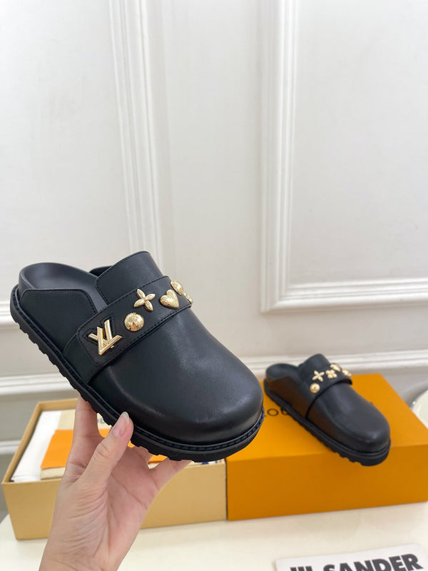 LV Cosy Flat Comfort Clog Black Cowhide