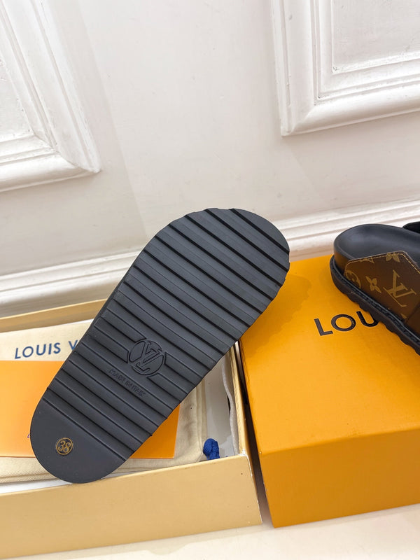 LV Cosy Flat Comfort Clog Dark Brown Monogram Cowhide