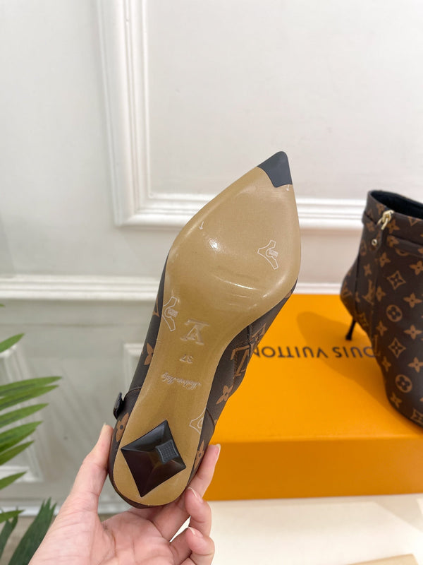 Stivaletto LV Stellar 70mm in pelle di vitello monogramma marrone scuro