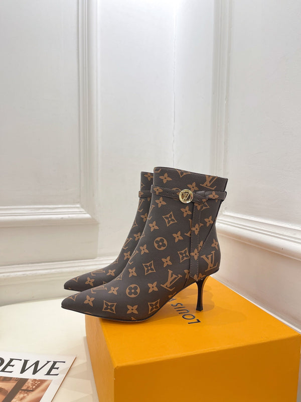 Stivaletto LV Stellar 70mm in pelle di vitello monogramma marrone scuro