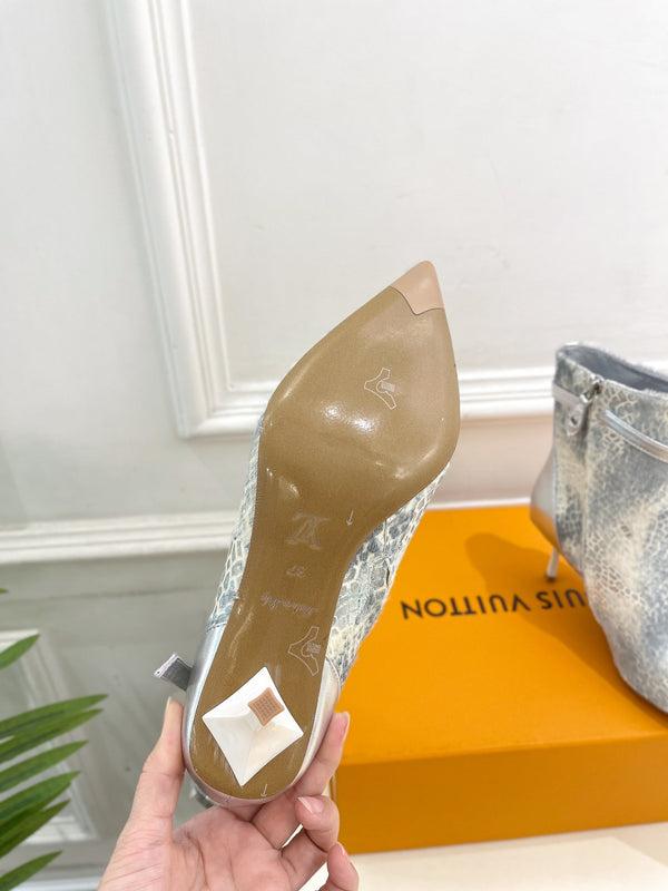 LV Stellar Ankle Boot 70mm White Mix Blue Calfskin