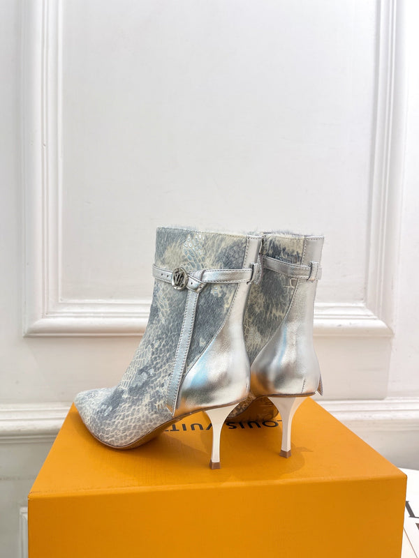 LV Stellar Ankle Boot 70mm White Mix Blue Calfskin