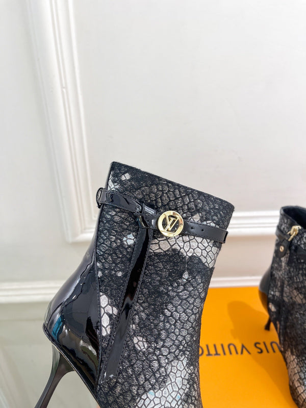 Stivaletto LV Stellar 70mm in pelle di vitello bianca e nera