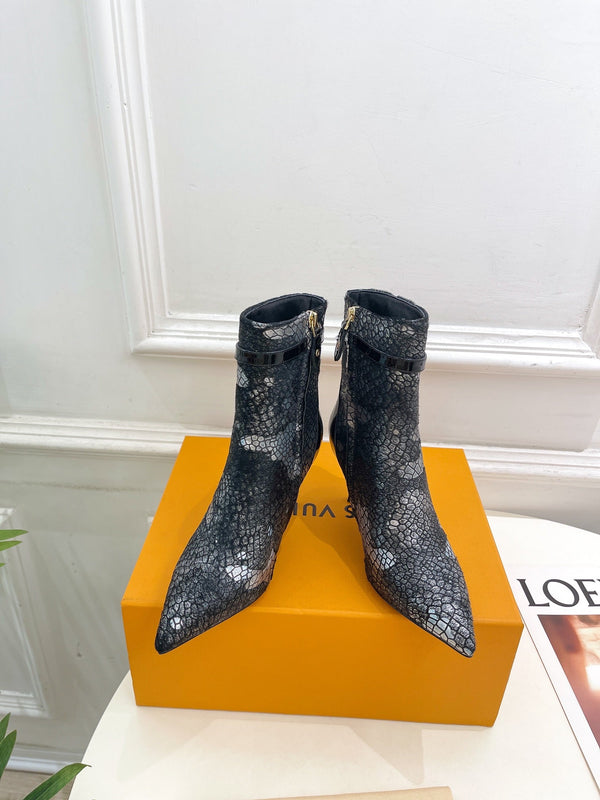 Stivaletto LV Stellar 70mm in pelle di vitello bianca e nera