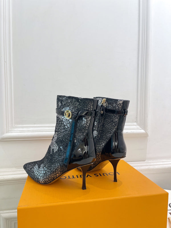 Stivaletto LV Stellar 70mm in pelle di vitello bianca e nera