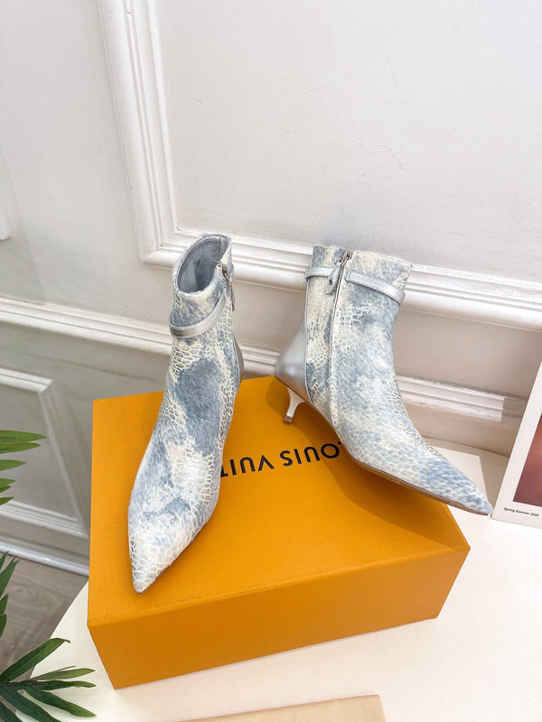 LV Stellar Ankle Boot 40mm White Mix Blue Calfskin