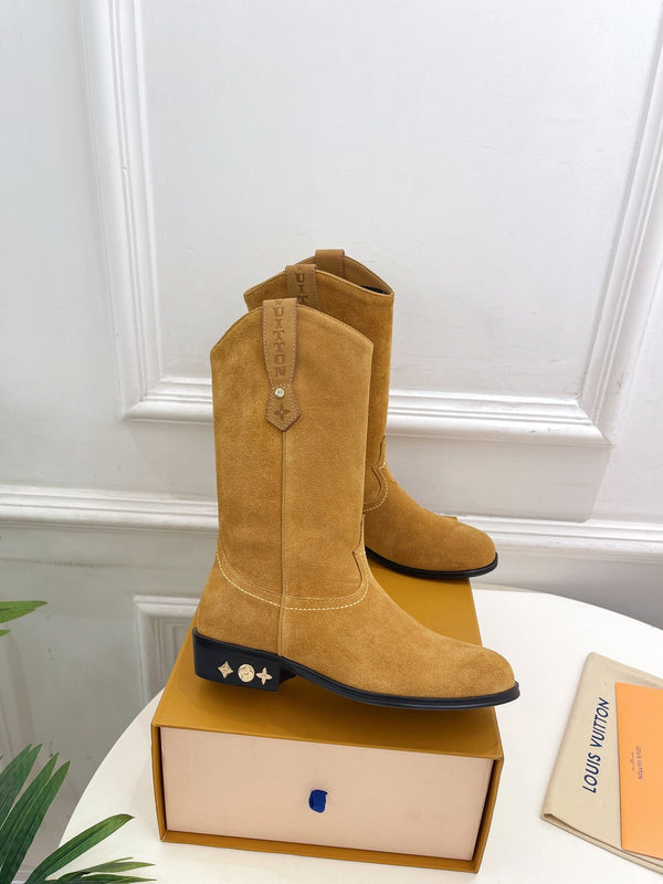 LV Rider Boot 30mm Brown Yellow Suede