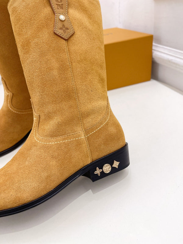 LV Rider Boot 30mm Brown Yellow Suede