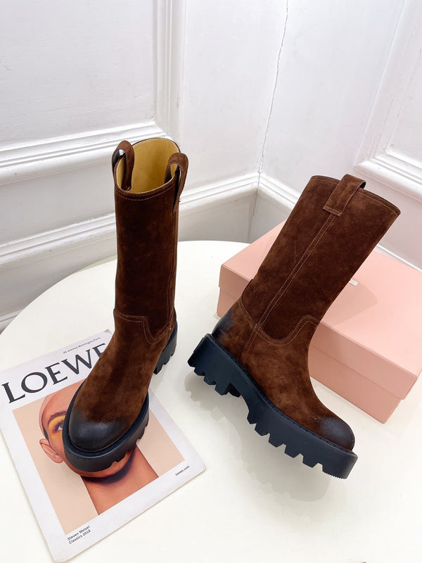 Miu short Boots Copper Brown Sude