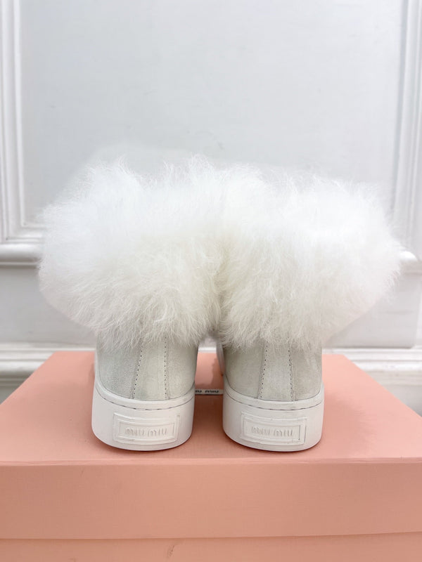 Miu Ankle Boots Smoke Gray Wool