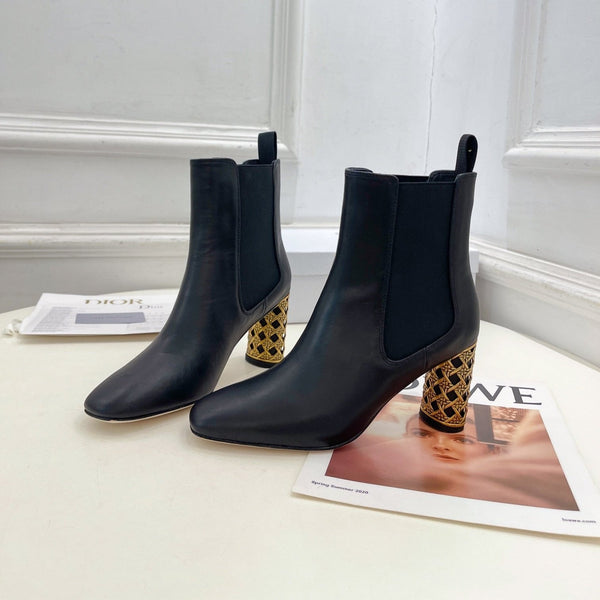 CD Icon Heeled Ankle Boot 80mm Black Calfskin