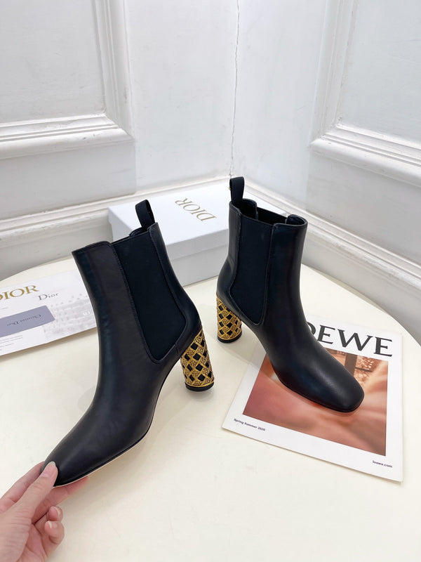 CD Icon Heeled Ankle Boot 80mm Black Calfskin