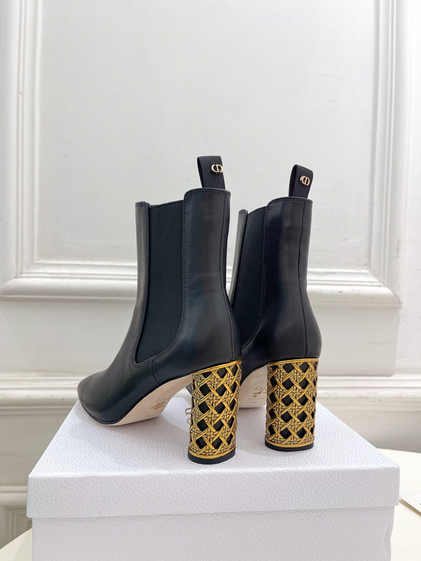 CD Icon Heeled Ankle Boot 80mm Black Calfskin