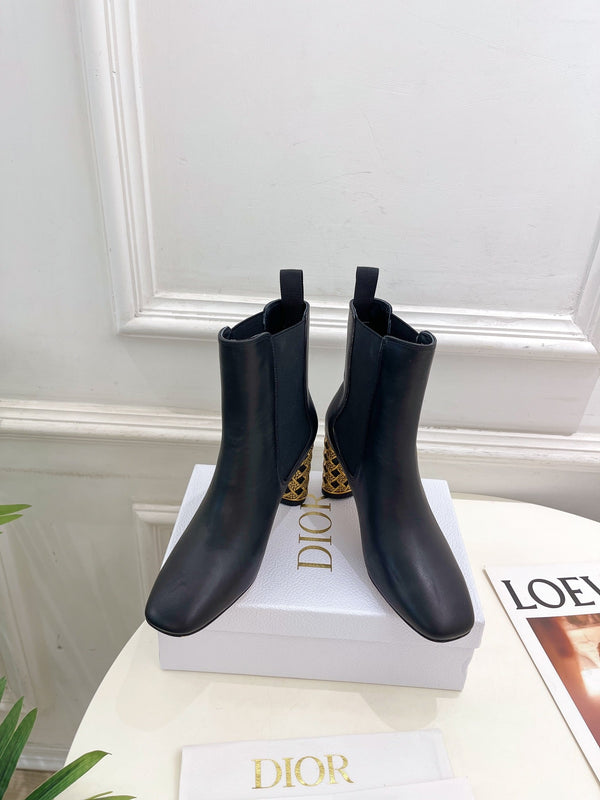 CD Icon Heeled Ankle Boot 80mm Black Calfskin