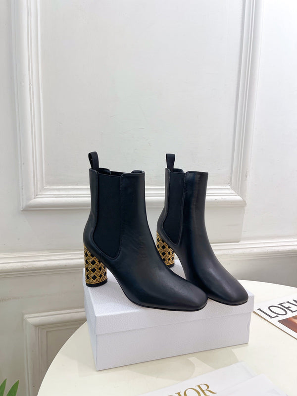 CD Icon Heeled Ankle Boot 80mm Black Calfskin