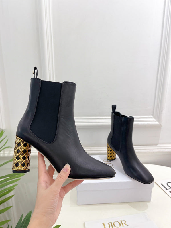 CD Icon Heeled Ankle Boot 80mm Black Calfskin