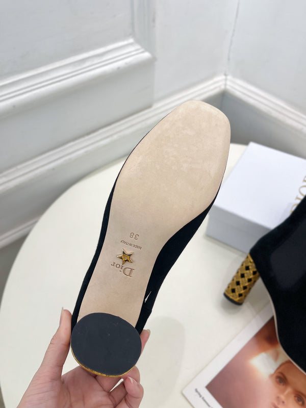 CD Icon Heeled Ankle Boot 80mm Black Suede