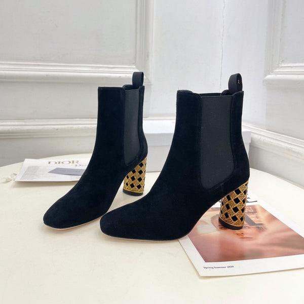 CD Icon Heeled Ankle Boot 80mm Black Suede