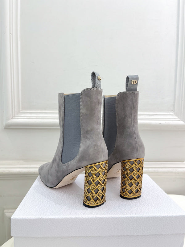 CD Icon Heeled Ankle Boot 80mm Grey Suede