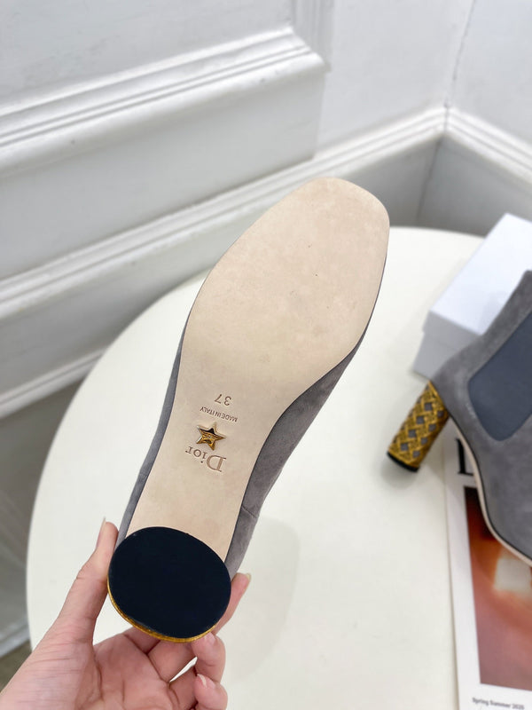 CD Icon Heeled Ankle Boot 80mm Grey Suede