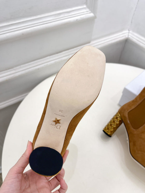 CD Icon Heeled Ankle Boot 80mm Brown Orange Suede