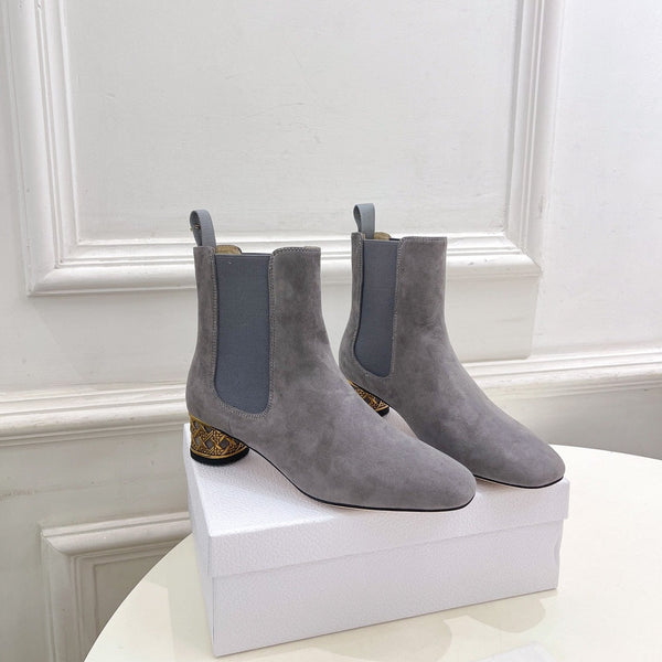 CD Icon Heeled Ankle Boot 40mm Grey Suede
