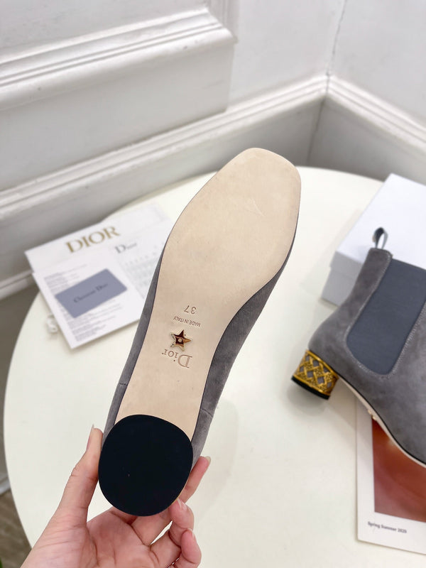 CD Icon Heeled Ankle Boot 40mm Grey Suede